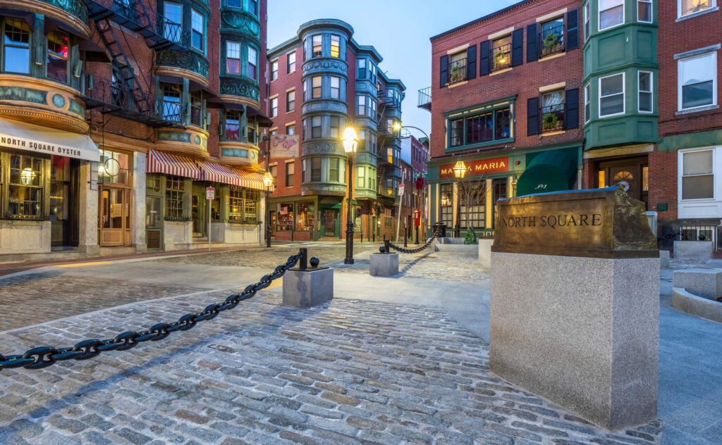 North Square in Boston’s North End – A Historic Stop on Boston Preferred Car Service’s Private Tour.
