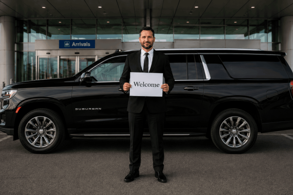 Black SUV for Boston car service to Logan Airport